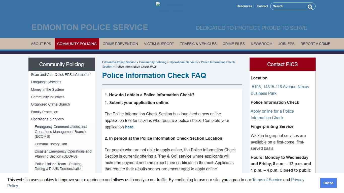 Police Information Check FAQ